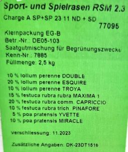 Grünes Etikett für Rasenmischungen