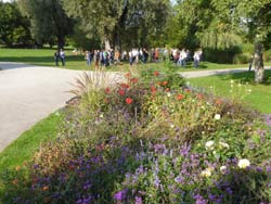 Der Wertwiesenpark in Heilbronn wurde zur Landesgartenschau 1985 angelegt; Stauden und Blumenbereich.
