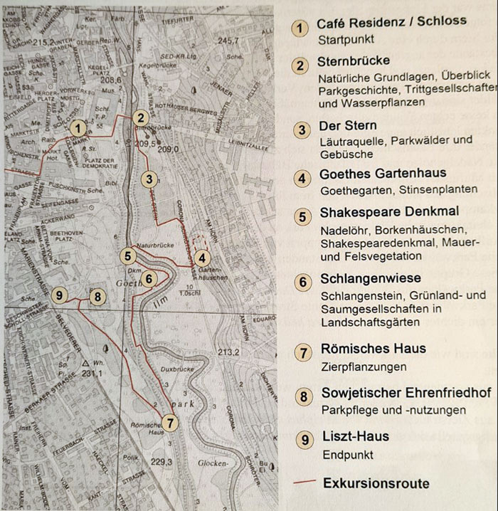DRG-Exkursionsroute im Park an der Ilm, Mai 2022.
