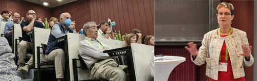 Auditorium und ITS-Präsidentin Maria Strandberg bei der Konferenz-Eröffnung.