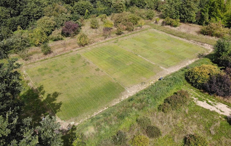 Drohnenaufnahme der KORA-Versuchsfläche in Rulle.