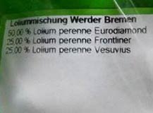 Saatgutettiketten für Sondermischungen mit Lolium -Sorten